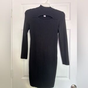 Carmen Marc Valvo Ribbed Knit Mock
Neck Dress with Cut-Out Detail